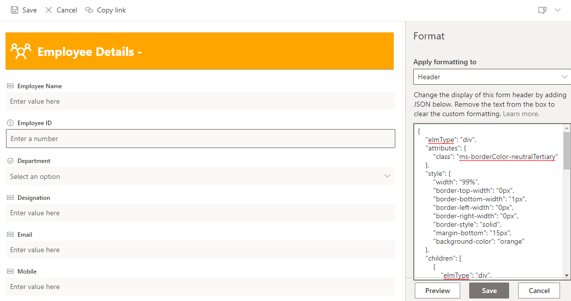 How to customize SharePoint Modern list form using JSON formatting